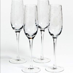 Kate Spade Larabee Dot Champagne Flutes x4